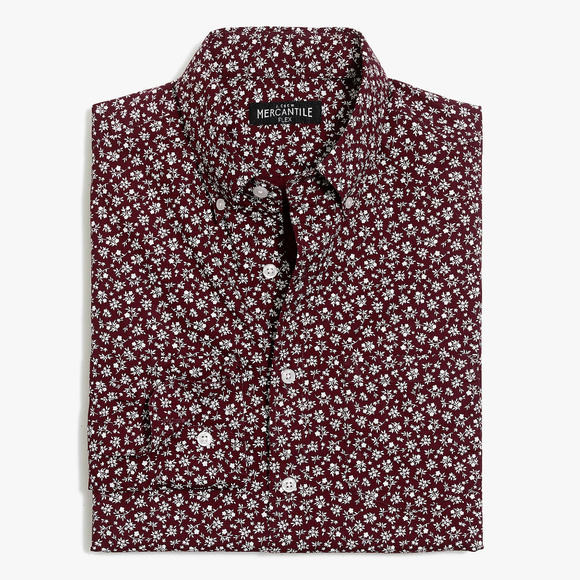J Crew Flex Washed Floral Print Shirt 